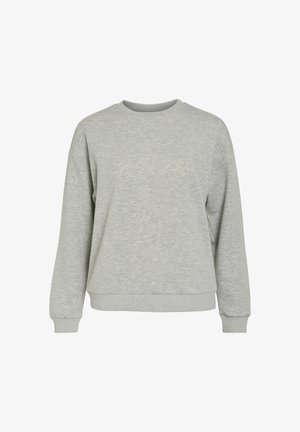 Sweat-shirt gris en tissu doux et texturé. Doté d'un col rond, de poignets côtelés et d'une coupe décontractée. Sans motifs ni accents.