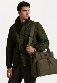 LEATHER TRIM CANVAS COMMUTER BAG - Mala para portátil - defender green/dark brown