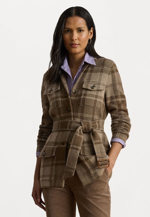 PLAID BELTED DOUBLE-KNIT BLAZER - Cappotto corto - adirondack heather multi