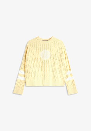 Tommy Hilfiger, LOGO EMBROIDERY RELAXED CABLE KNIT JUMPER - Strickpullover - zesty yellow