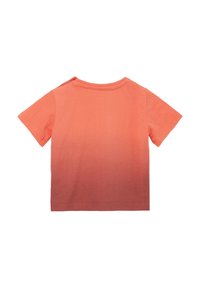 T-shirt met korte mouwen in een gradient van levendig koraal naar lichtere tinten. Gemaakt van zachte katoen met een ronde hals en schouderknopen.