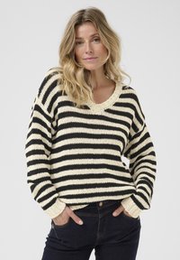 Cream GIVEME STRIPE  - Pullover - ancient scroll ad black stripe