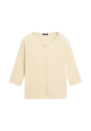 Massimo Dutti, COTTON BLEND BOAT NECK CARDIGAN - Cardigan - light yellow