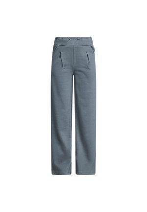 Graue weit geschnittene Hosen aus weichem Stoff, mit hohem Bund, Falten an der Vorderseite und zwei seitlichen Taschen.