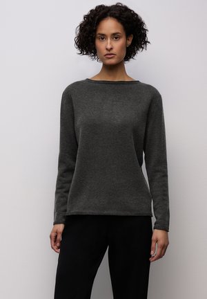 PULLOVER MIT GEROLLTEM SAUM - Pullover - grau