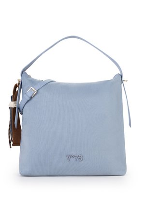 Borsa azzurra chiaro con una singola maniglia superiore, tracolla regolabile e "V°78" impresso al centro davanti.