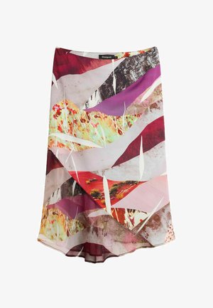 Desigual, ASYMMETRICAL PRINTED SKIRT - Jupe trapèze - black