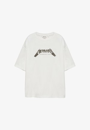 PULL&BEAR, RELAXED FIT METALLICA - T-SHIRT - T-shirt imprimé - white