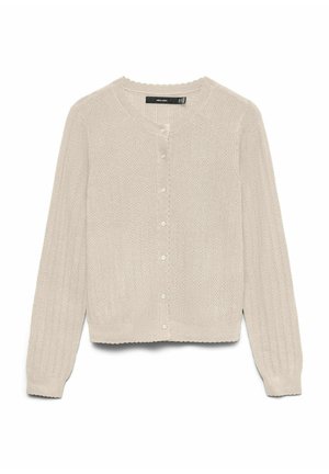 Beežist kampsunist pikkade varrukatega kardigan ümar kaelusega, nööpidega ees, õrnalt vertikaalse mustriga, suurus keskmine, Vero Modast.