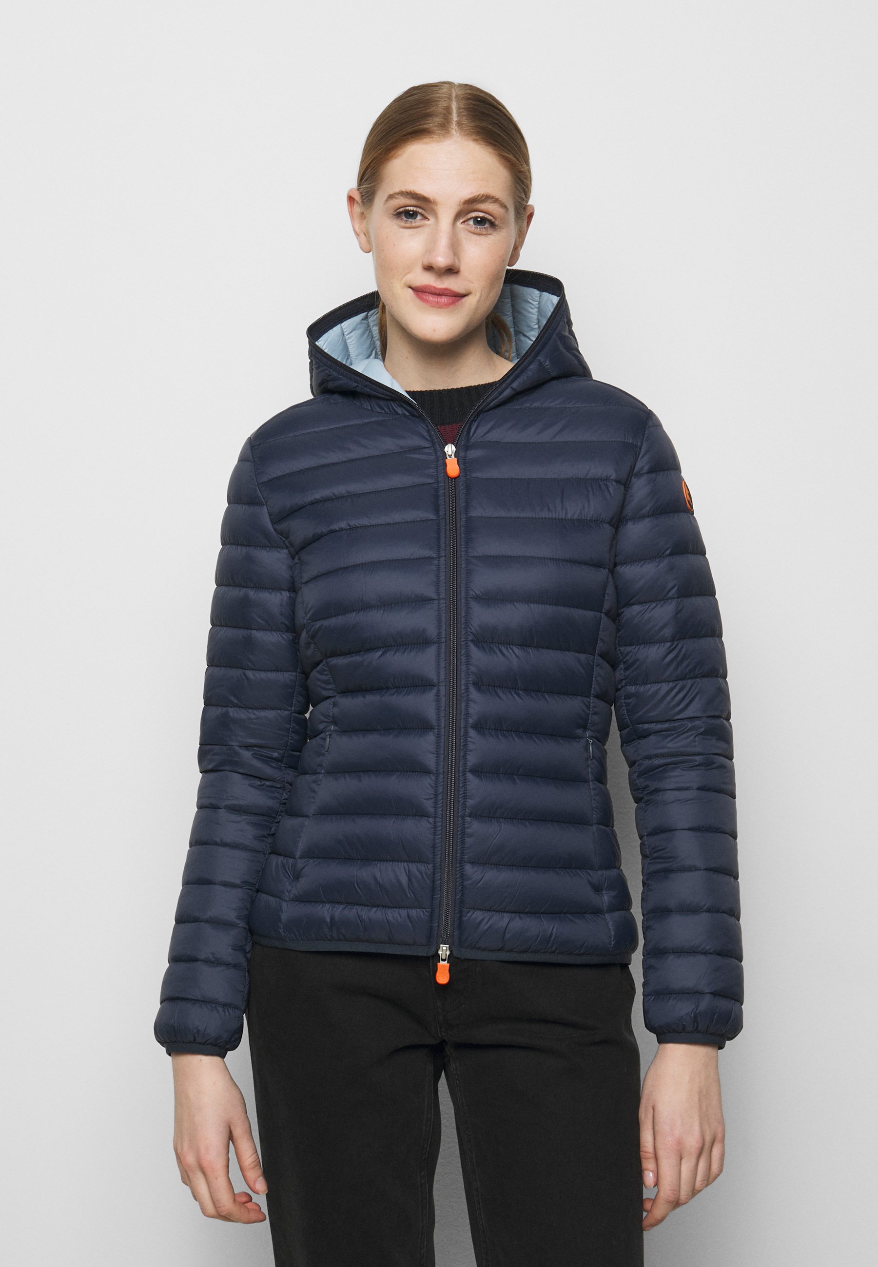 navy blue hooded jacket