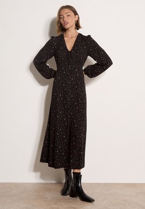 Apricot, FLORAL PRINT MIDI TEA DRESS - Robe de jour - black