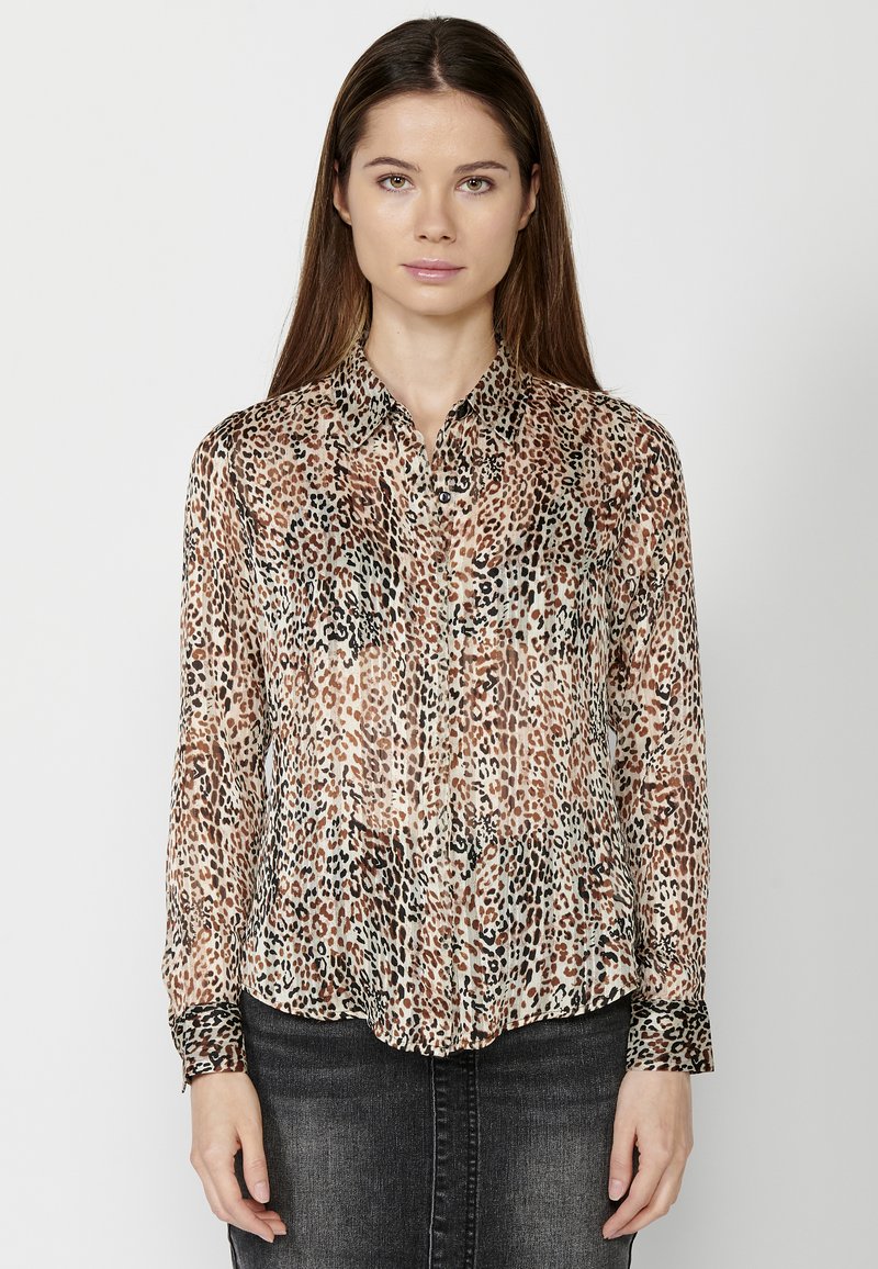 Koroshi LONG SLEEVE - Bluza s gumbima - marron brown