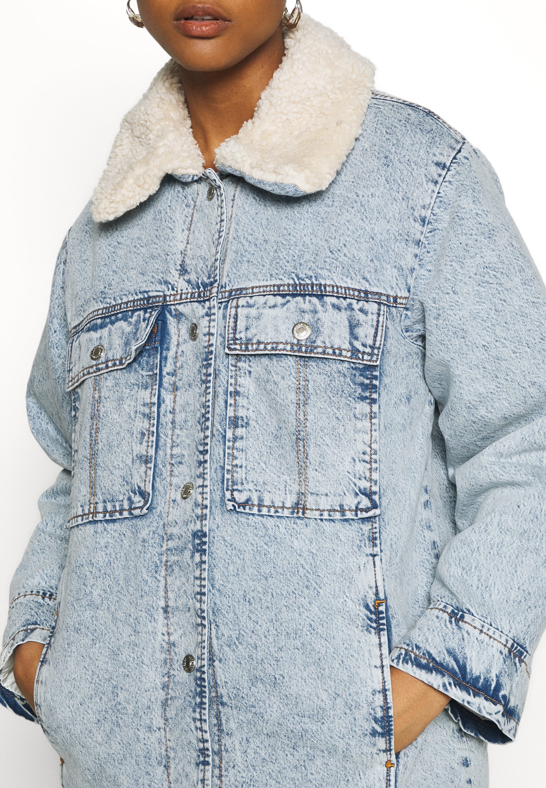 topshop borg denim jacket