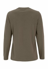 Lange mouw shirt in olijfgroen, gemaakt van zachte katoen, met een ronde halslijn, een relaxte pasvorm en minimale stikdetails.