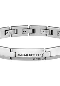 Armband i rostfritt stål med sammanlänkade länkar. Graverat med "ABARTH" och "BREIL" samt en logotypdetalj. Slät, polerad yta.