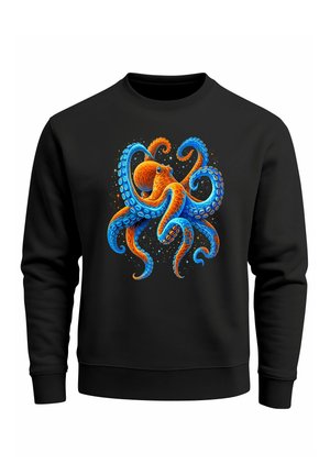 FRONTPRINT OKTOPUS GRAFIK PRINT PSYCHEDELISCH - Sweatshirt - schwarz