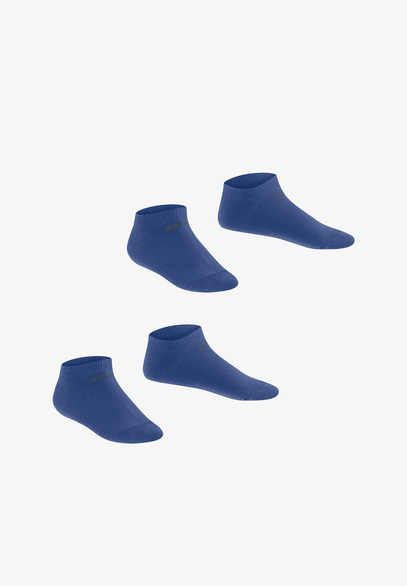 Quatre paires de chaussettes bleu marine, chacune présentée séparément sur fond blanc, montrant différents angles et positions.