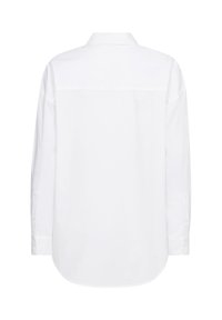 Witte overhemd met lange mouwen en een button-down kraag, met een gladde textuur, rechte achternaad en een licht afgeronde zoom.