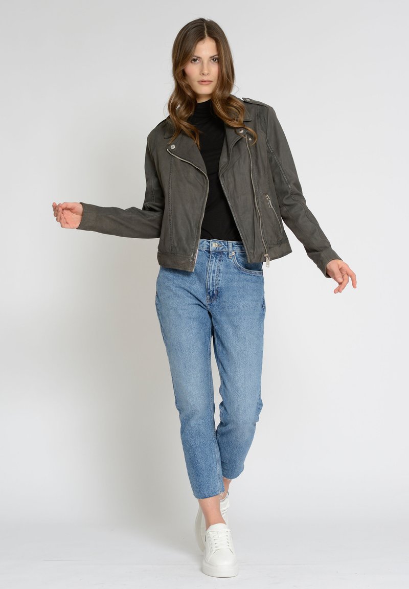 Mustang Lederjacke dark grey/dunkelgrau Zalando