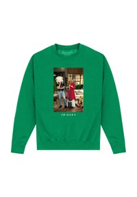 Felpa verde con una grafica centrale tratta da "Friends", che raffigura due personaggi in un salotto. Materiale in misto cotone.