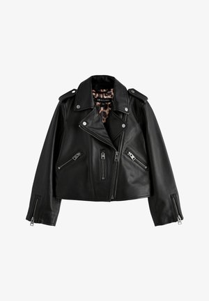 REGULAR FIT - Usnjena jakna - black