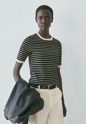 SHORT SLEEVE WITH CONTRAST STRIPES  - T-Shirt print - black
