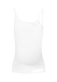 Top de maternidad blanco sin mangas con tirantes ajustables, fabricado en un suave tejido de punto, de corte ajustado y con acceso lateral para la lactancia. Textura suave, sin estampados.