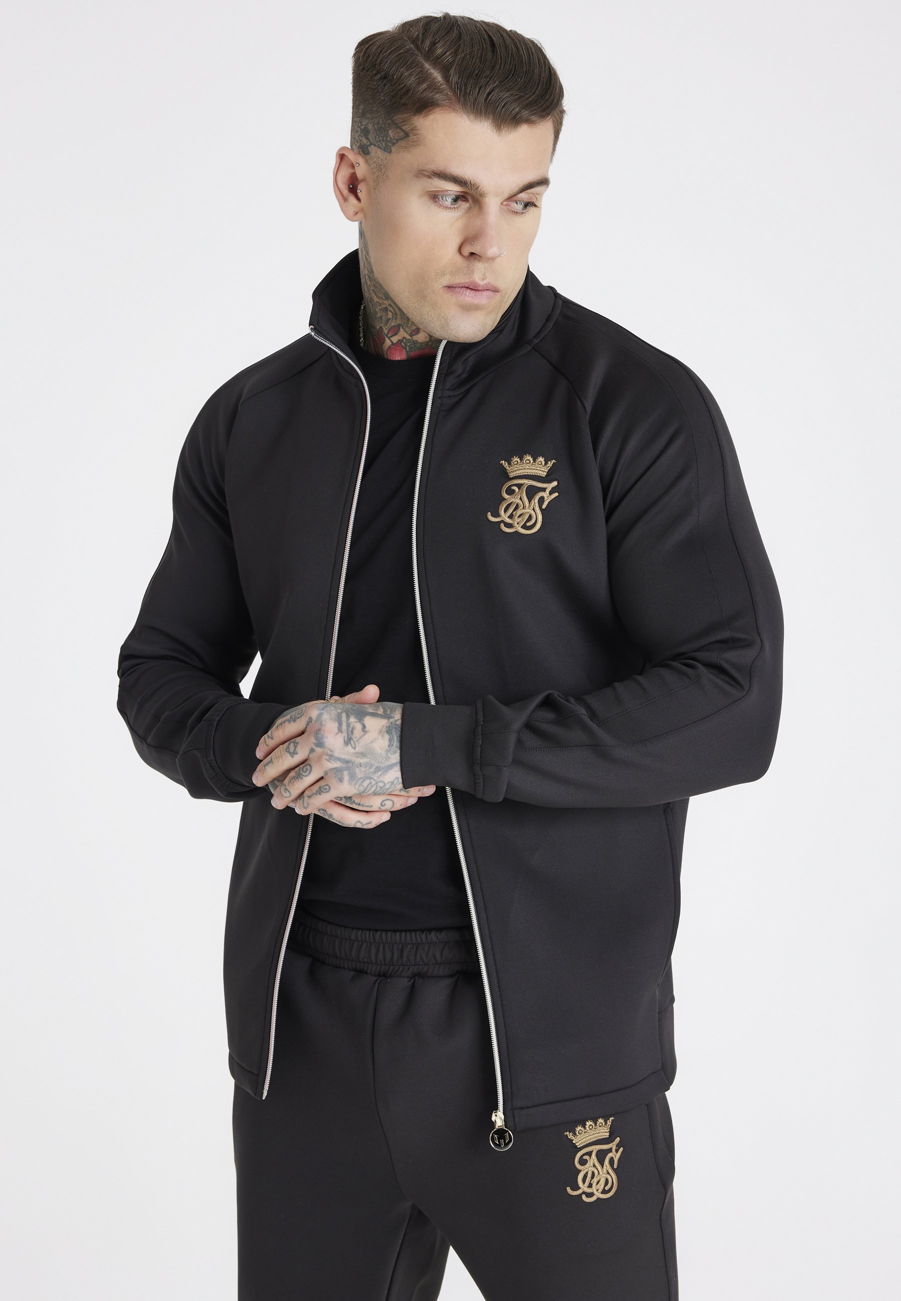 SIKSILK MESSI X SIKSILK TAPE FUNNEL ZIP TOP - Sudadera con cremallera -  black/negro - Zalando.es