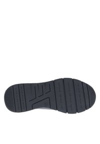 Semelle de chaussure en caoutchouc noir avec des rainures horizontales et verticales, arborant le nom de la marque embossé à plusieurs reprises, conçue pour l'adhérence et la stabilité.