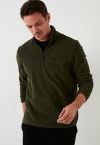 SLIM FIT - Fleecová mikina - khaki