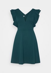 PLUNGE NECKLICE WITH FLUTTER SLEEVES DRESS - Vestido informal - forest green
