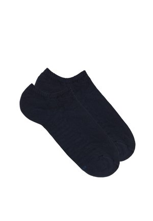 Schwarze Knöchelsocken mit geripptem Bund, weicher Textur und glattem Design. Keine Muster oder Akzente vorhanden.