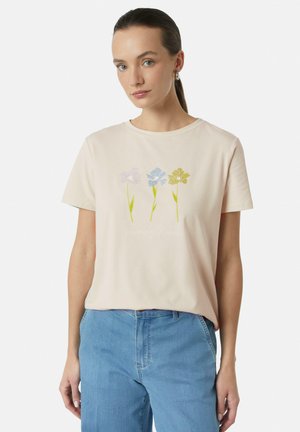 comma MIT ARTWORK - Print T-shirt - helles beige