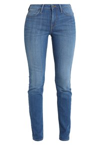 Slim jeans i ljusblå denim, med en lätt tvättning, femficksdesign och dragkedja med knappstängning.