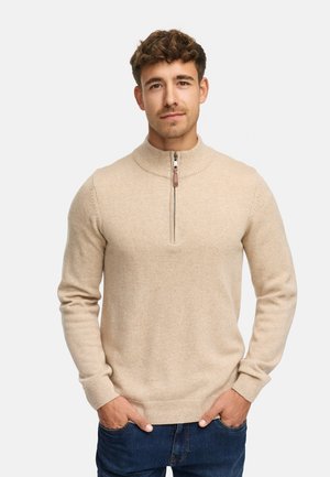 HALF-ZIP - Stickad tröja - irish cream