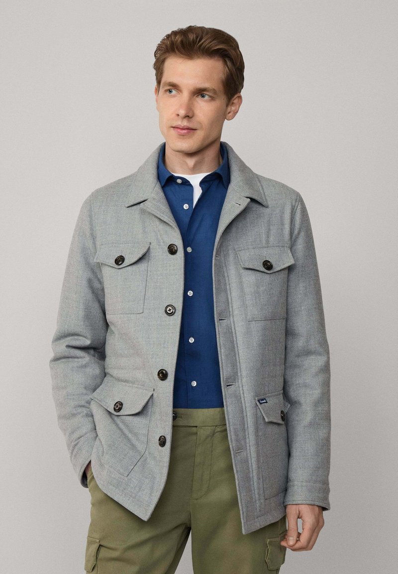 Façonnable FLAP POCKET - Chaqueta de entretiempo - light grey marl