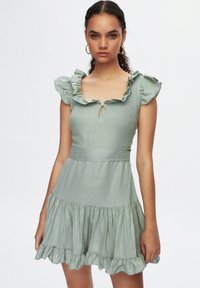 adL FRILLED  - Denní šaty - almond green