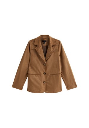 New Look TAN FAUX SUEDE BUTTON UP JACKET - Blazer - tan