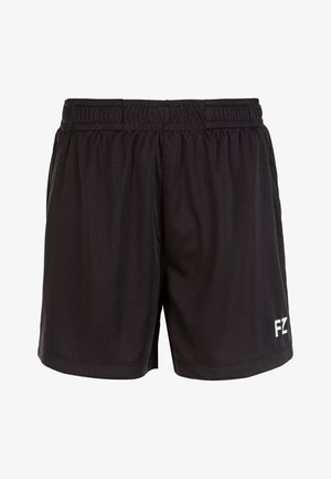 Sorte atletikshorts med elastisk talje, lige kant og lille hvidt "FZ" logo på højre underben.