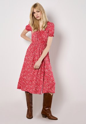 FLORAL DITSY WRAP MIDI - Day dress - red