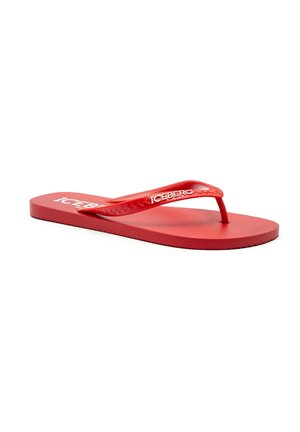 Infradito rosso con suola a texture e logo "ICEBERG" sulla fascia, mostrato su sfondo bianco.