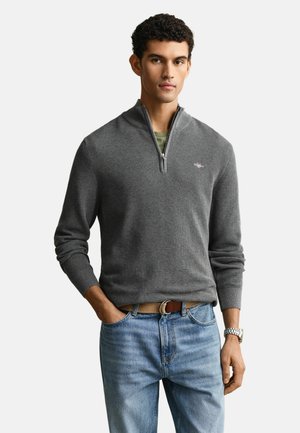 TEXTURED HALF-ZIP  - Trui - dark grey melange