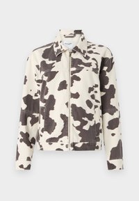 CLEAN ZIP FRONT JACKET COW PRINT - Denim jacket - white