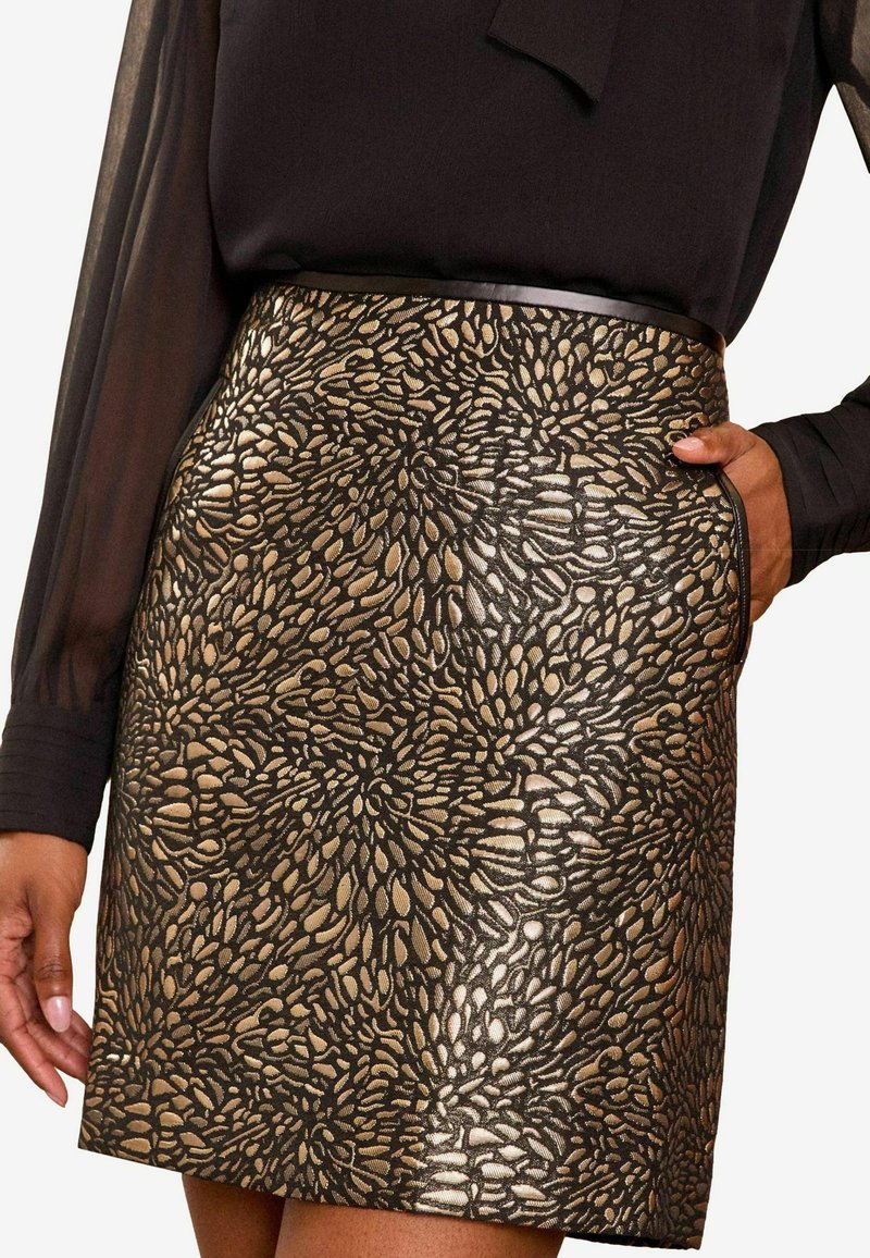 Love & Roses REGULAR FIT - Miniszoknya - black and gold jacquard