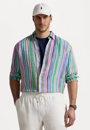 STRIPED LINEN SHIRT - Button down-skjorte - green/pink multi
