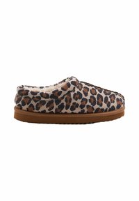 Læderstøvler med leopardmønster i nuancer af beige, brun og sort. Blød, struktureret overdel med en fluffy foring og gummisål for godt greb.