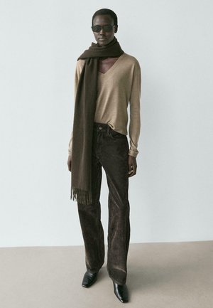 WIDE- HIGH-WAIST  - Straight leg jeans - khaki