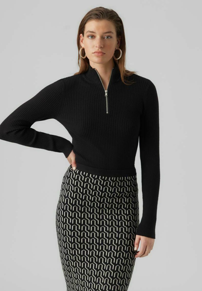 VERO MODA Maglione Donna Vmgold Piping LS V-Neck – Lavorato A Maglia, Eleganza Danese