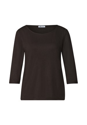 Street One, 3/4-SLEEVE SHIRT WITH BOAT NECK - Longsleeve - black coffee
