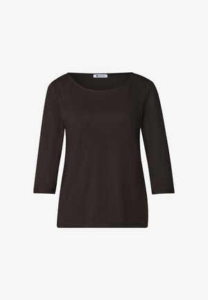Street One, 3/4-SLEEVE SHIRT WITH BOAT NECK - Langærmet T-shirt - black coffee